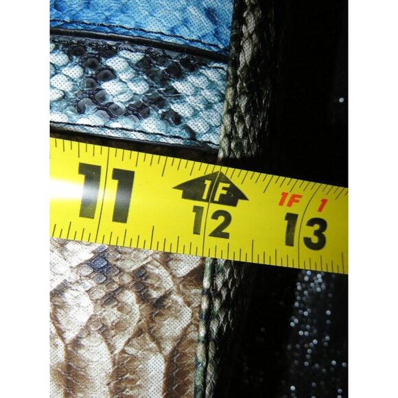 Badgley Mischka Colorful Snakeskin Embossed Vegan Leather Double Handle Tote - Picture 9 of 12